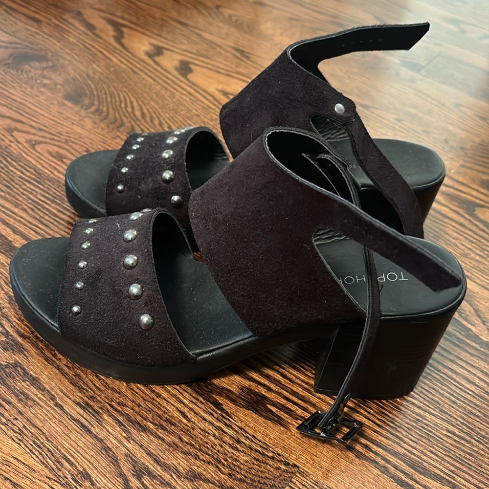 Top shop black block heels size 9